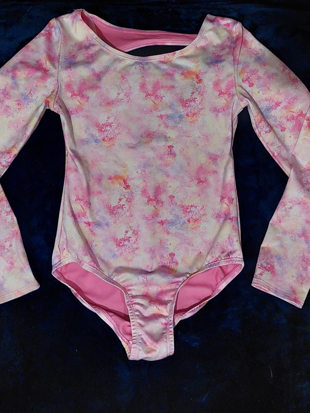 ​Cat & Jack Pink Tie-Dye Long Sleeve Gymnastics Leotard / Swimsuit Sz M (7/8)